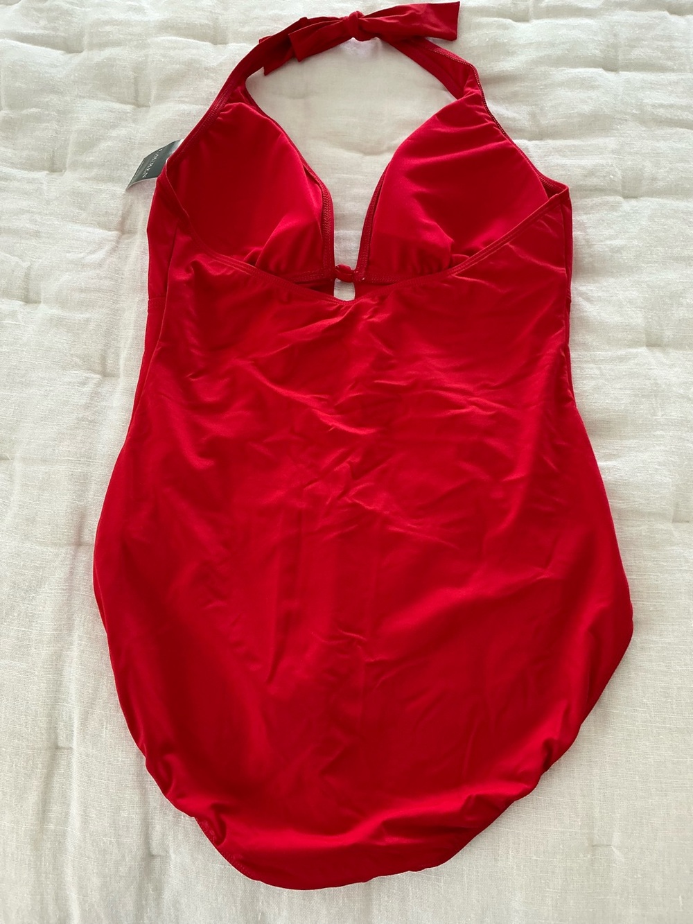NWT Lauren Ralph Lauren Red Halter One-Piece Swimsuit - Picture 2 of 9
